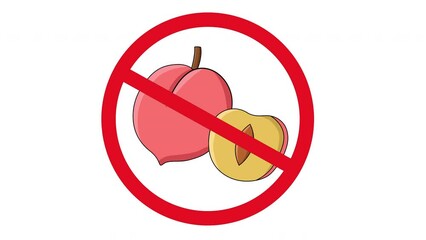 Poster - Animation of prohibited icon and peach fruit icon