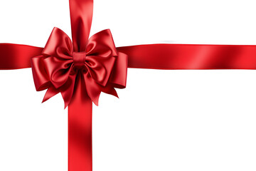 Wall Mural - crosshair made of red satin ribbon with a bow isolated on a transparent background.