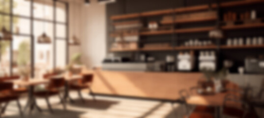 Abstract blur interior coffee shop or cafe for background
