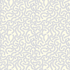 Poster - Monochrome geometric seamless pattern. Blue outline curved lines