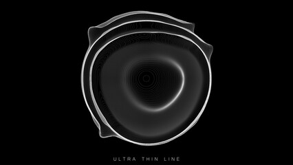 Poster - ultra thin line fluid geometry. dynamic vector distorted spheres.