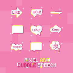 Poster - Set of speech bubbles Pixel art Vector