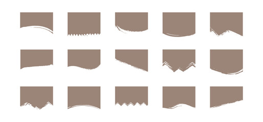 Separator header shape, torn paper set, template design top page website, divider header web banner, border curve, section grunge frame isolated on white background. Modern vector illustration