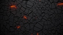 Dynamic 3D Geometric Abstraction With Glowing Neon Cracks And Colorful Lines - Seamless Loop Animation