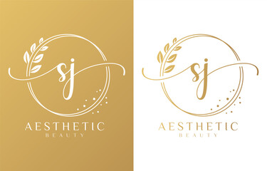 Wall Mural - Initial S and J Feminine Logo Design