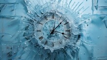 AI Generated Illustration Of A Broken Clock Mounted On A Wall With A Backdrop Of Snow
