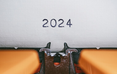 Aufkleber - Old Typewriter with following text on paper - 2024 Chapter one. new years concept