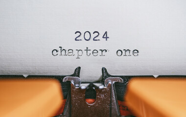 Aufkleber - Old Typewriter with following text on paper - 2024 Chapter one. new years concept