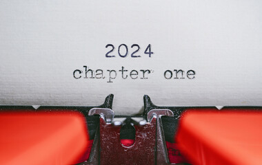 Aufkleber - Old Typewriter with following text on paper - 2024 Chapter one. new years concept