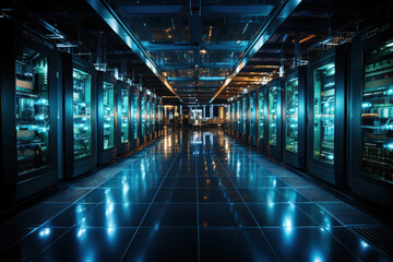 Aufkleber - a secure data center with servers, illustrating the protection of valuable information. generative a
