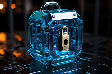 Aufkleber - a secure lock icon on a web browser, showing a safe and encrypted connection. generative ai.