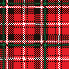 Wall Mural - Christmas red tartan plaid seamless pattern. Colorful vector illustration.