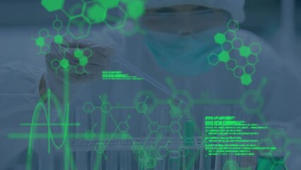 Poster - Animation of data processing over scientist in laboratory