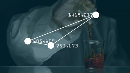 Poster - Animation of data processing over scientist in laboratory