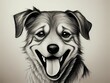 AI generated illustration of a grayscale drawing of a dog