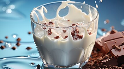 Wall Mural - glass of milk with chocolate