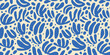 © Dedraw Studio - Abstract organic shape art seamless pattern with blue nature doodles. Contemporary flat cartoon background, simple leaf shapes in hand drawn style.