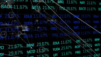 Poster - Animation of connected dots, changing numbers and trading board over black background
