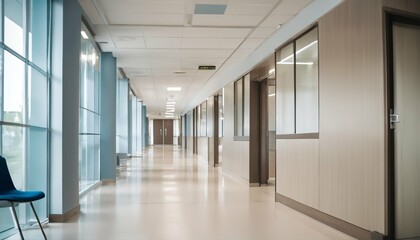 Canvas Print - Hospital reception clinic in a hallway with an unfocused background