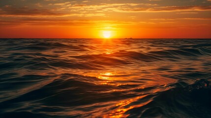Wall Mural - ai generated image of sea waves during sunset
