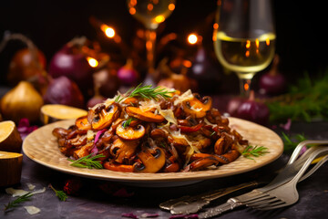 Roasted Mushrooms and Radicchio christmas and new year