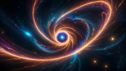 Wall Mural - ai generated illustration of a night sky, featuring an eye-catching vortex swirling against stars