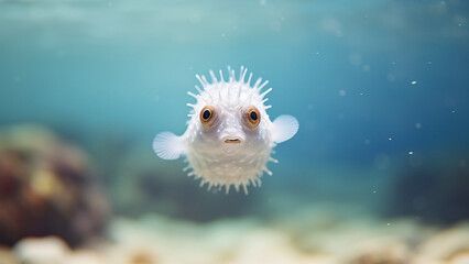 Wall Mural - Spotted pufferfish in the sea