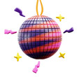Disco ball party dance light 3d icon illustration design. Happy new year music entertainment render graphic element.