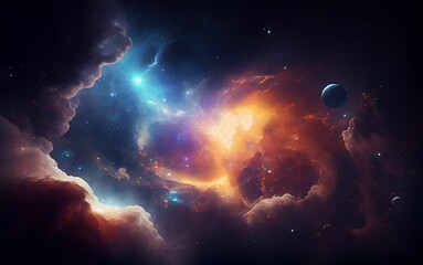 Wall Mural - ai generated illustration of a stunning night sky featuring twinkling stars and ethereal clouds