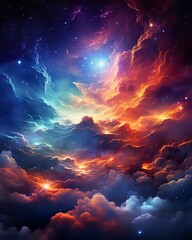Wall Mural - ai generated illustration of a stunning night sky illuminated by the stars