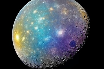 Wall Mural - ai generated illustration of the iridescent moon in the dark