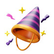new year party cone hat with confetti 3d icon illustration render design
