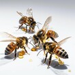 AI generated illustration of a hive of bees on a white background
