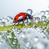 Fototapeta Mapy - AI generated illustration of a macro of a red and black dotted ladybug