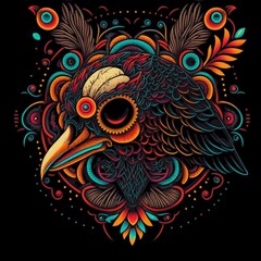  AI generated illustration of a patterned bird on an isolated background
