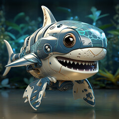 Poster - 3d robot shark