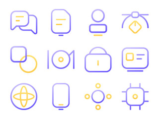 Fototapete - User Interface Icon Pack in Gradient Outline Style. Perfect for Websites, Landing Pages, Mobile Apps, Presentations, and Other Projects. Suitable for User Interface and User Experience UI UX.