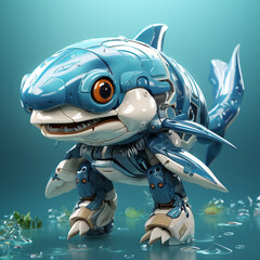 Wall Mural - 3d robot shark