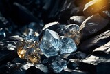 Fototapeta  - Unearthed Wonder: Raw Diamonds in Ethereal Lighting
