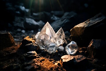 Diamond Mine Wonder: Raw Diamonds in Ethereal Lighting