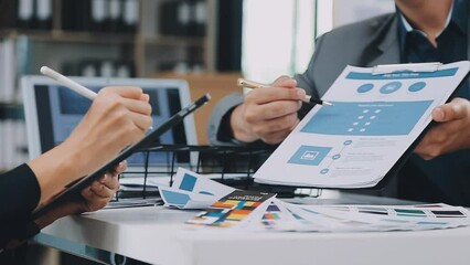 Team of Creative Web Graphic Designer planning, drawing website ux app for mobile phone application and development template layout, process to developing prototype wireframe, User experience concept.
