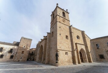 Wall Mural - Spectacular views of the Cathedral of Santa Maria in the medieval town of Caceres. Extremadura. Spai