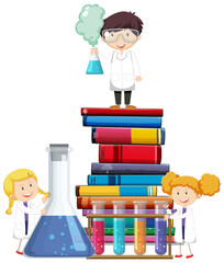 Wall Mural - Cute Scientist Cartoon Character in Lab Gown