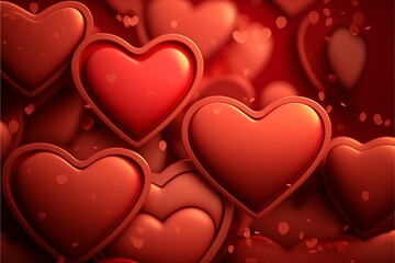 Wall Mural - AI generated illustration of the valentine's Day background with red hearts
