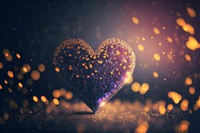 AI-generated Illustration Of A Glittering Heart With A Bokeh Background.