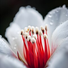 Poster - AI generated illustration ofa single white flower with glistening water droplets on its petals