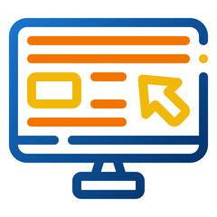 Poster - computer icon. digital marketing concept. outline color icon