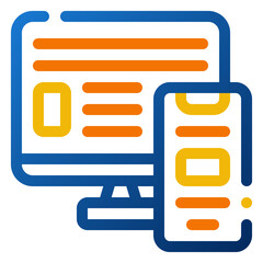 Poster - Devices Icon. Digital marketing concept. Outline color icon