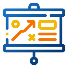 Poster - Strategy Icon. Digital marketing concept. Outline color icon