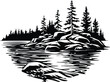 Lake Michigan Logo Monochrome Design Style